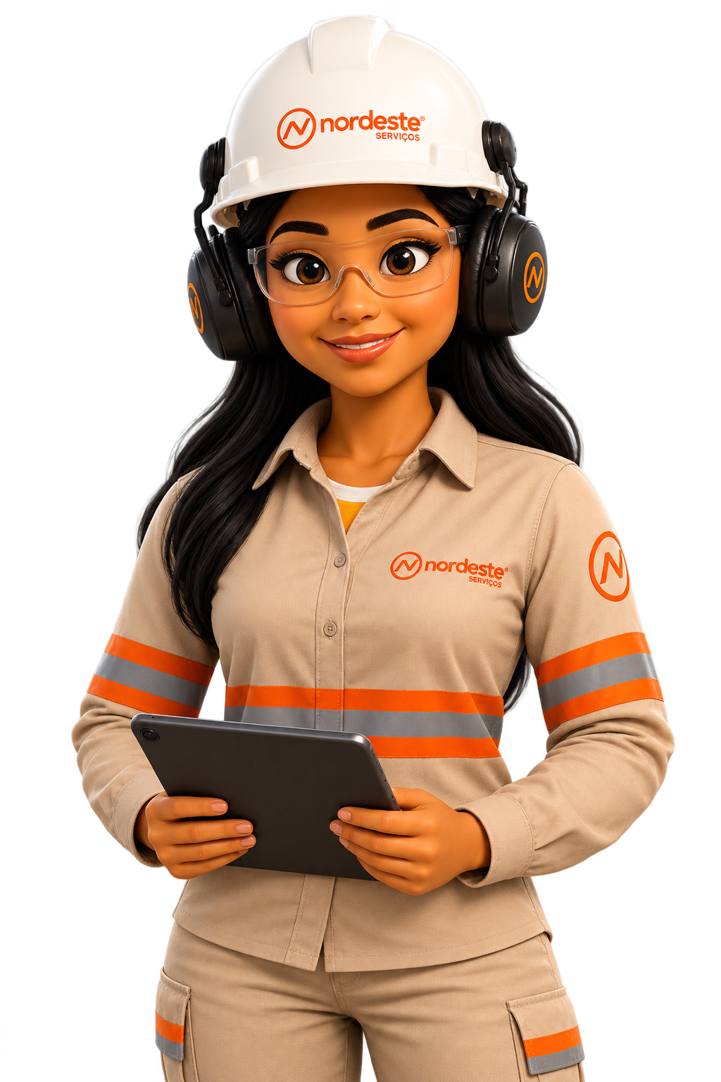 Personagem da Nordeste com equipamentos de proteção